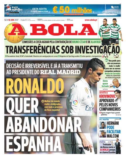 Роналду покидает "Реал Мадрид" из-за налоговых обвинений